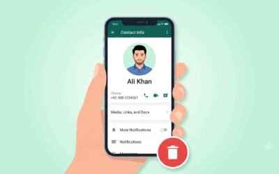 Smartphone showing WhatsApp contact Ali Khan being deleted