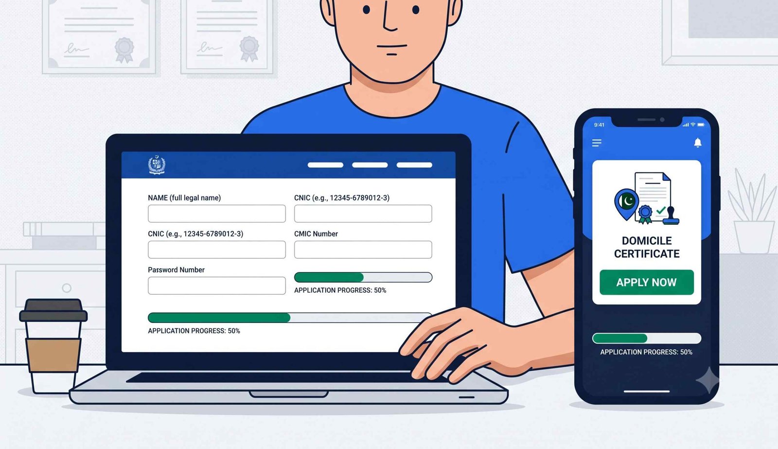 Applying for a domicile certificate online via portal and mobile app