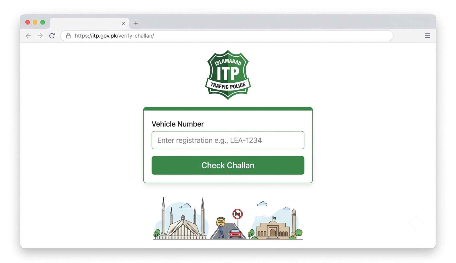 Islamabad ITP e challan online check portal