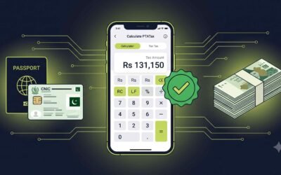 PTA Mobile Tax Calculator 2026 showing PTA approval charges for iPhone and Samsung on CNIC and Passport registration